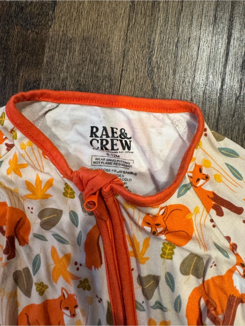 Rae & Crew bamboo double zip fox print pajama size 6-12 months